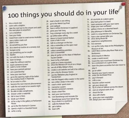 100 cose da fare prima di morire